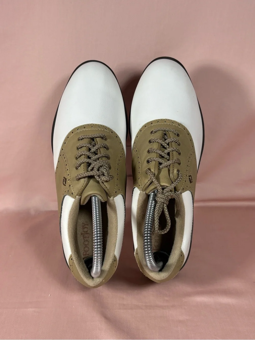 FootJoy GreenJoys Women's White/Tan Saddle Golf Shoes Size 7M